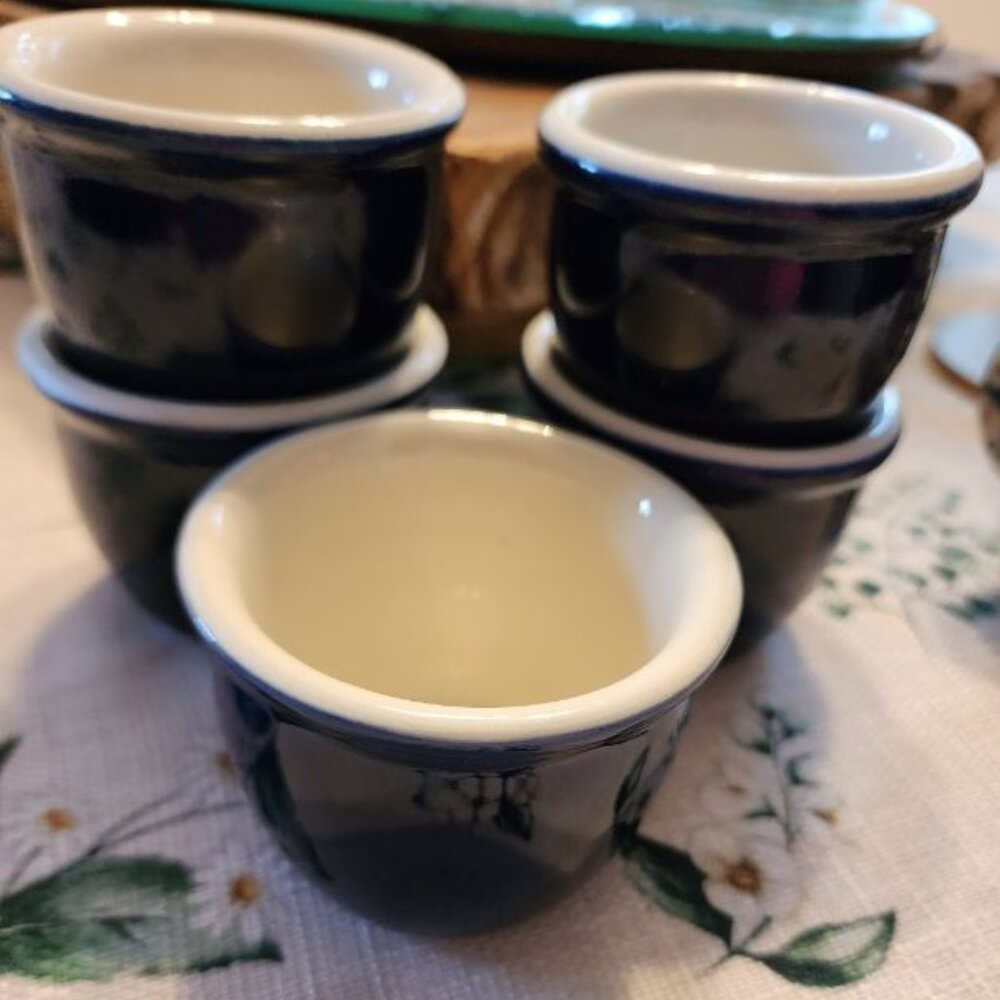 HALL POTTERY COBALT BLUE CUSTARD CUP-SET OF 5